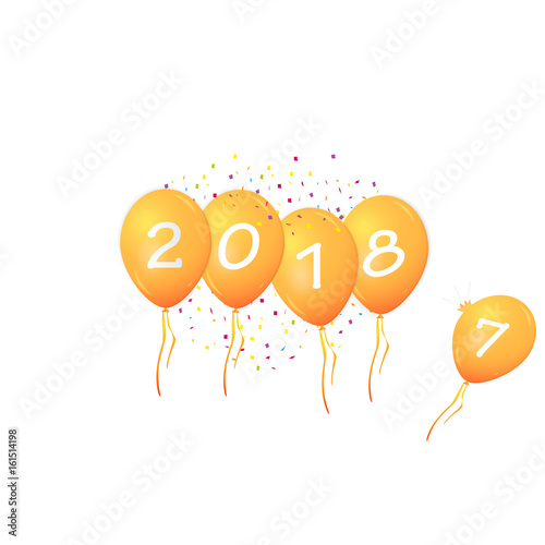 Happy New Year 2017 background decoration. Greeting card design template with confetti. Vector illustration of date 2017 year. Celebrate brochure or flyer.