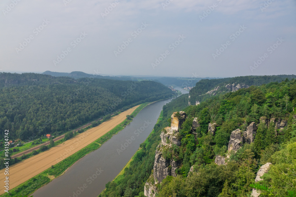 The landscape of Elbe Sandstone Mountains in Germany