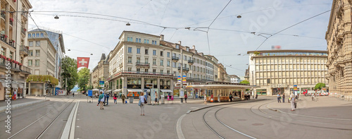 Paradeplatz Zurich, view from Bahnhofstrasse
