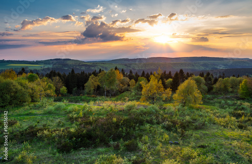 The landscape at sunset in Germany  Low Saxony