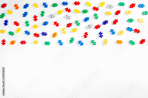 Colorful constructor details frame on white background