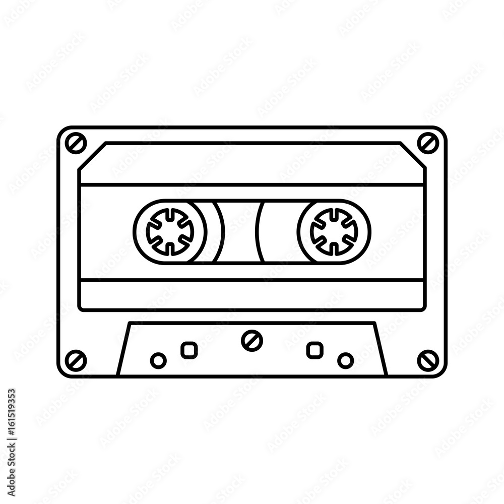 Retro cassette icon black line simple isolated Retro cassette icon black line simple isolated