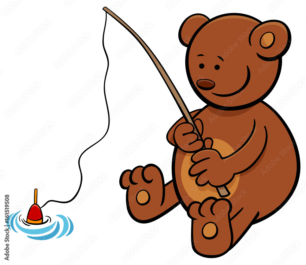 bear on fishing cartoon illustration Stock Vector | Adobe Stock