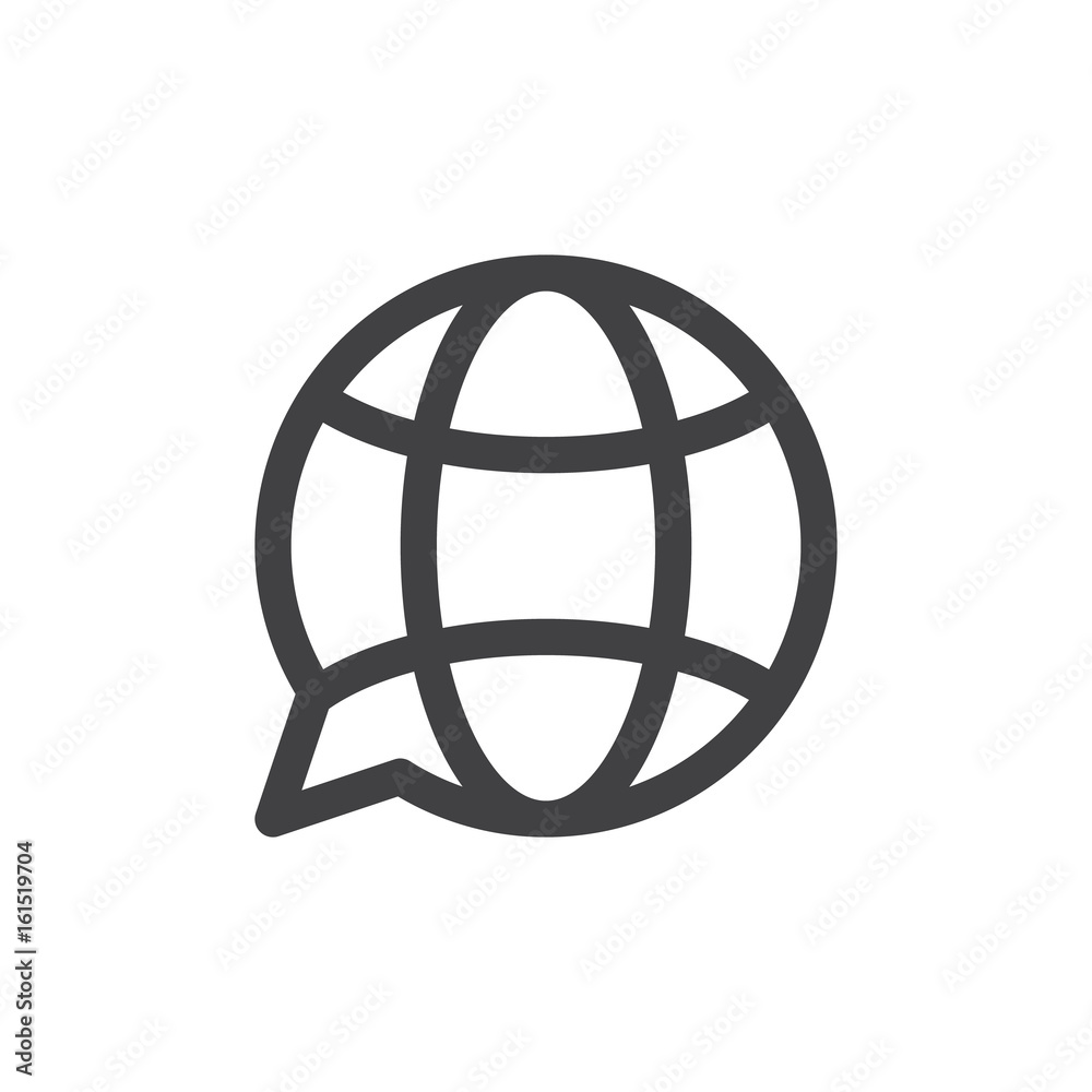 Translation globe line icon, outline vector sign, linear style pictogram isolated on white. Symbol, logo illustration. Thick line design. Pixel perfect graphics Translation globe line icon, outline vector sign, linear style pictogram isolated on white. Symbol, logo illustration. Thick line design. Pixel perfect graphics
