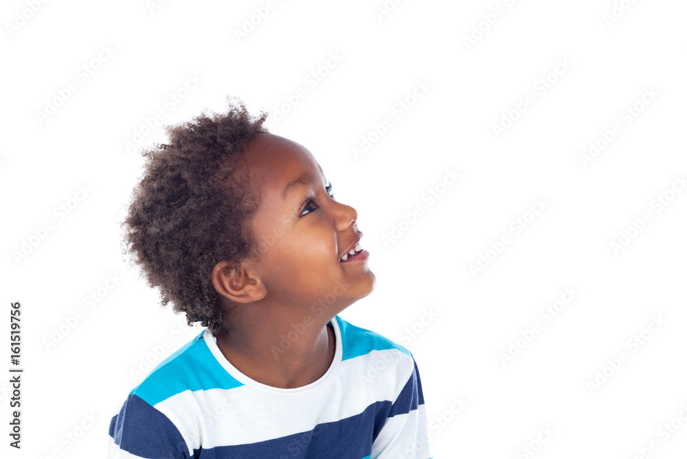 Adorable afroamerican child looking up Adorable afroamerican child looking up