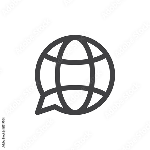 Translation globe line icon, outline vector sign, linear style pictogram isolated on white. Symbol, logo illustration. Thick line design. Pixel perfect graphics
