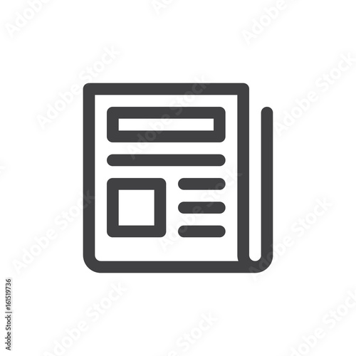 Newspaper line icon, outline vector sign, linear style pictogram isolated on white. News symbol, logo illustration. Thick line design. Pixel perfect graphics