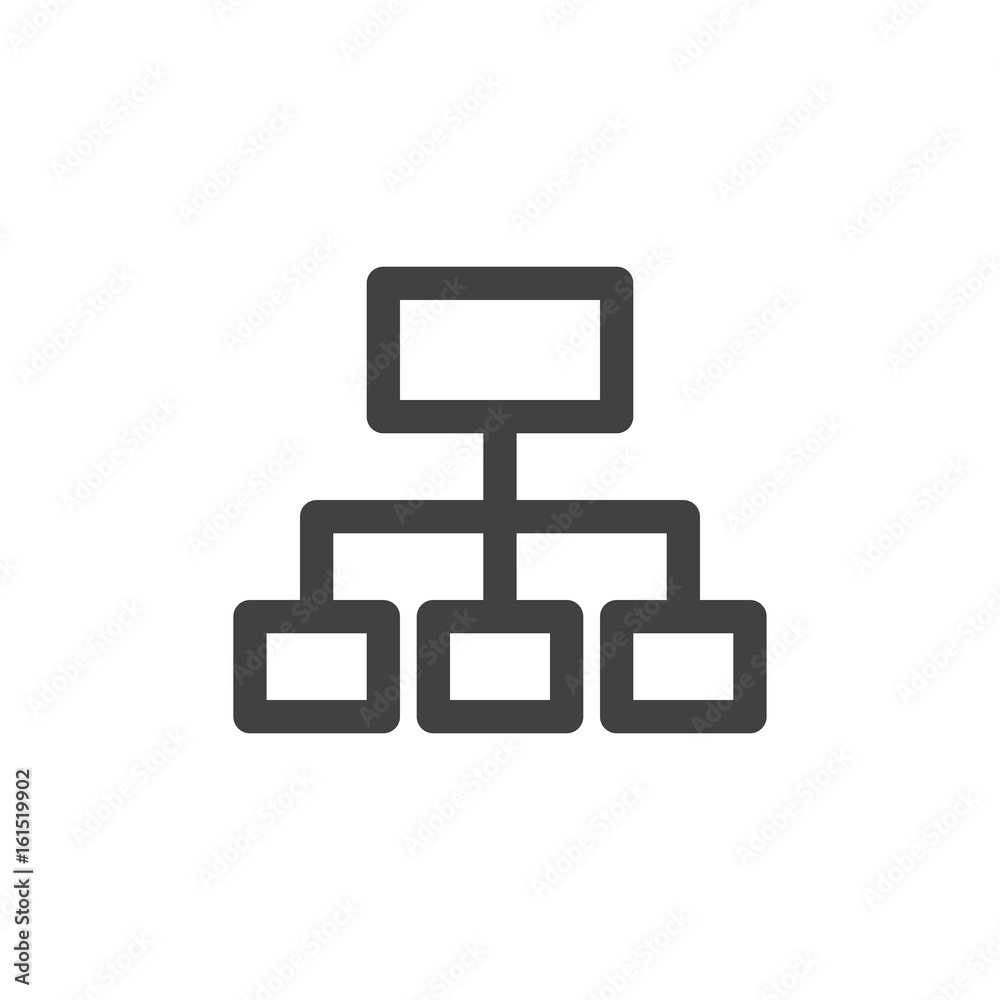 Sitemap line icon, outline vector sign, linear style pictogram isolated on white. Symbol, logo illustration. Thick line design. Pixel perfect graphics Sitemap line icon, outline vector sign, linear style pictogram isolated on white. Symbol, logo illustration. Thick line design. Pixel perfect graphics