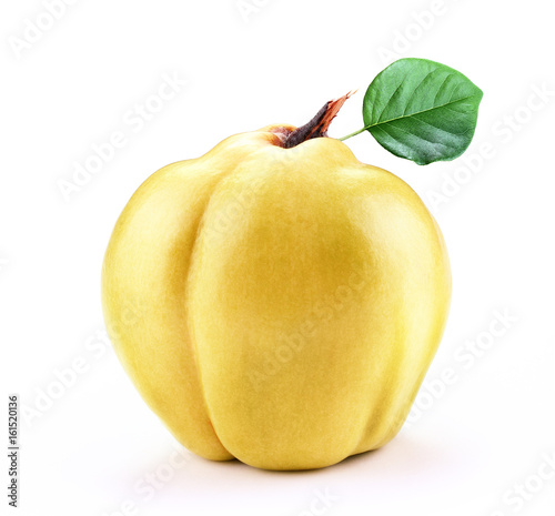 fresh yellow quince with slice  isolated white background