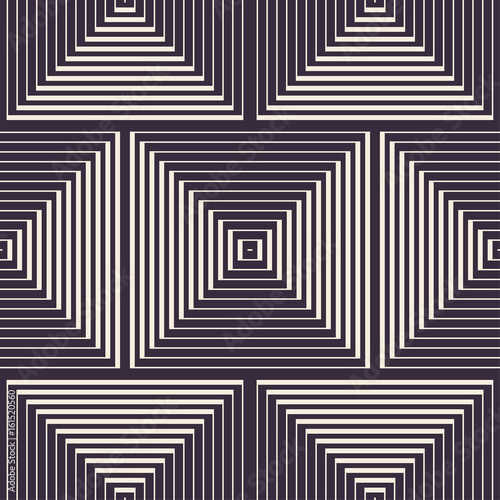 Abstract vector seamless op art pattern. Monochrome moire ornament