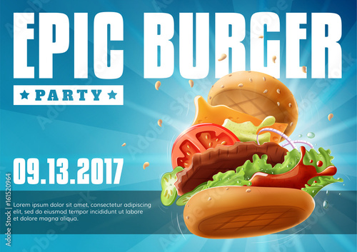 Epic Burger Party - poster flyer template