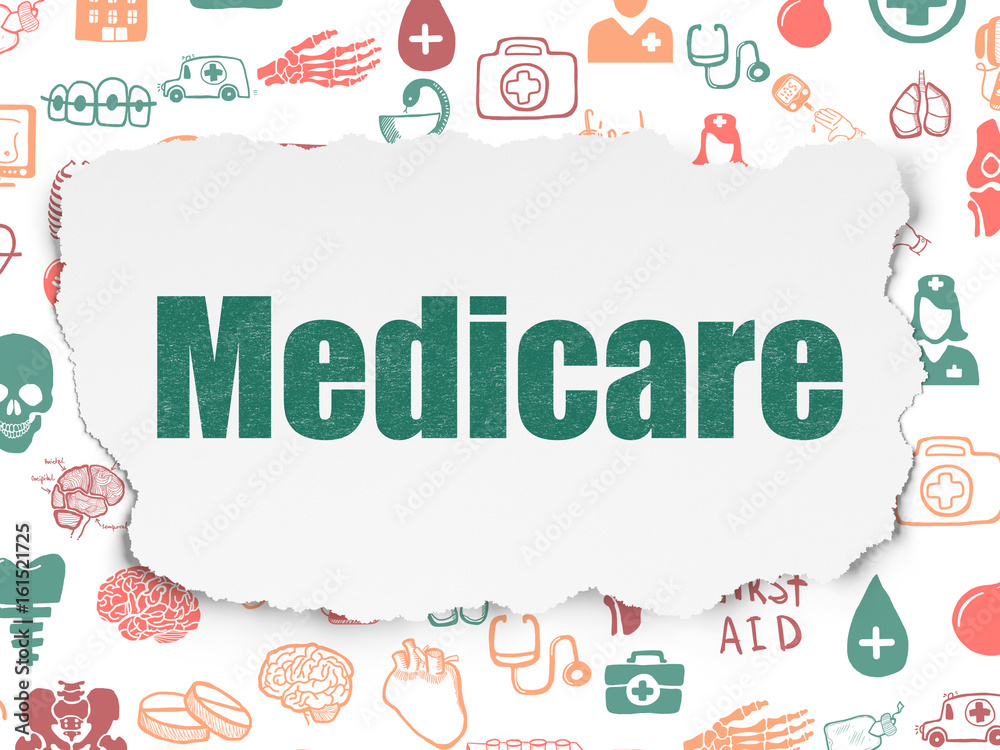Medicine concept: Medicare on Torn Paper background