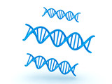 3D illustration of three DNA double helix symbols