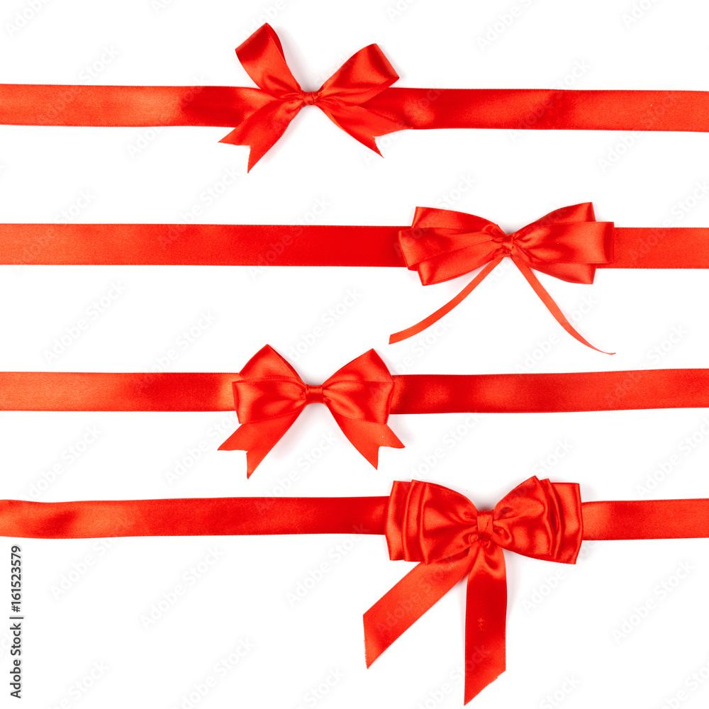 set of four red ribbon satin bows set of four red ribbon satin bows