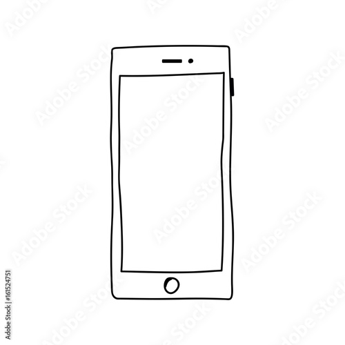 Smart Phone. Hand Drawn Doodle Icon.