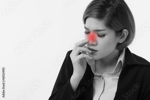 Quadro em tela sick woman suffering from runny nose, flu, sickness, illness