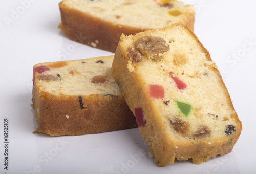 Tradtional dried fruit cake slices image