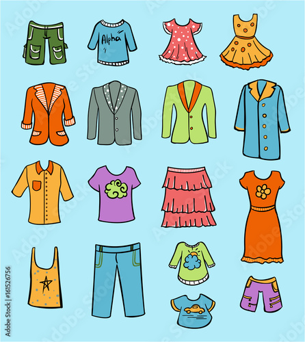 Doodle Colored Family Clothing Set