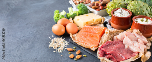 Assortment of healthy protein source and body building food