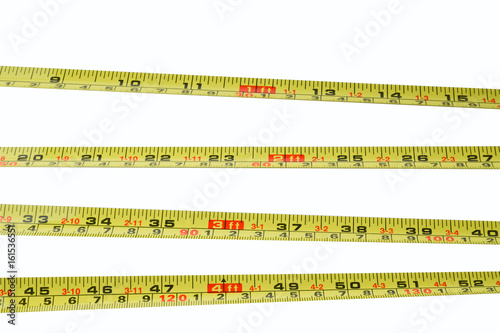 group of measuring tape on white background isolated