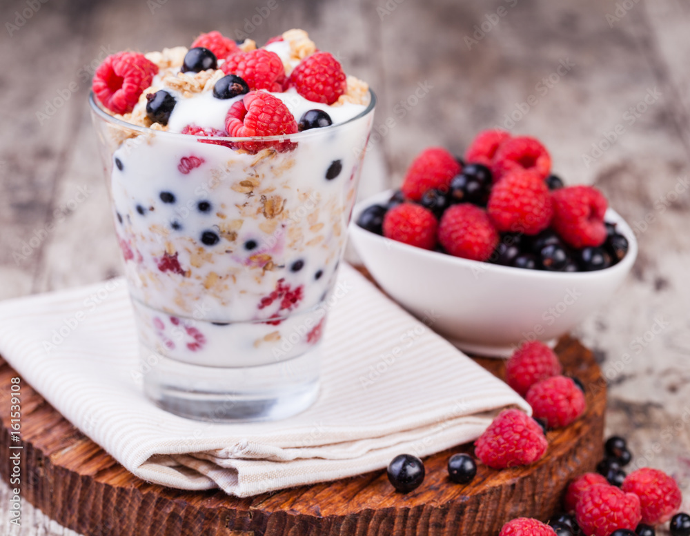 yogurt with muesli and berries yogurt with muesli and berries