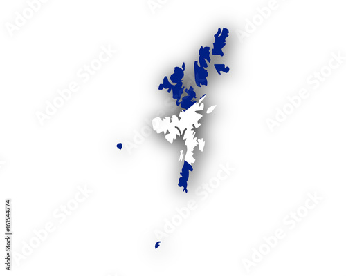 Karte und Fahne der Shetland Inseln