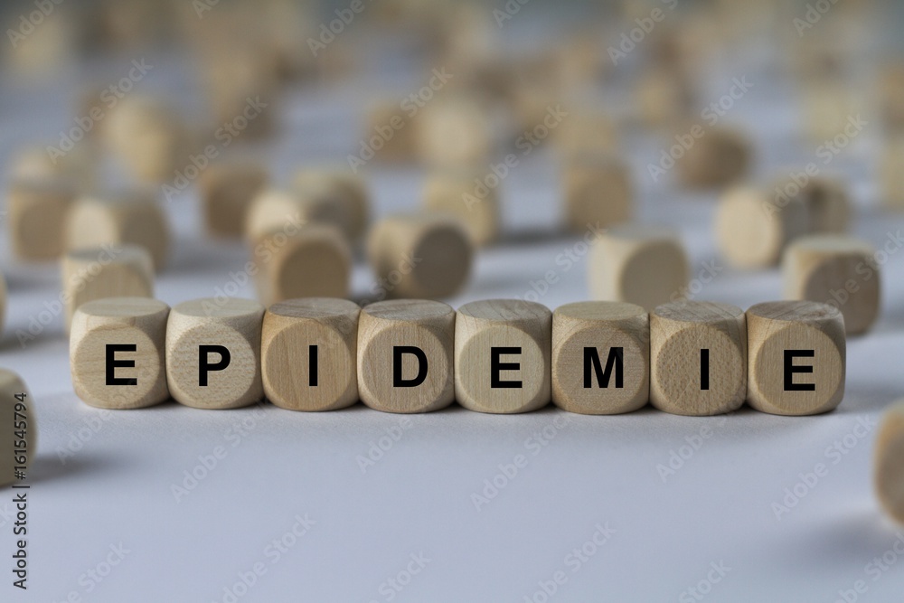 EPIDEMIE - Bilder mit Wörtern aus dem Bereich Epedemie, Wortwolke, Würfel, Buchstabe, Bild, Illustration