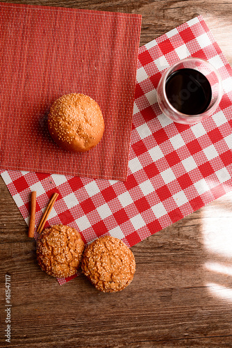 Good morning concept - Breakfast accompanied by delicious frothy espresso cookies