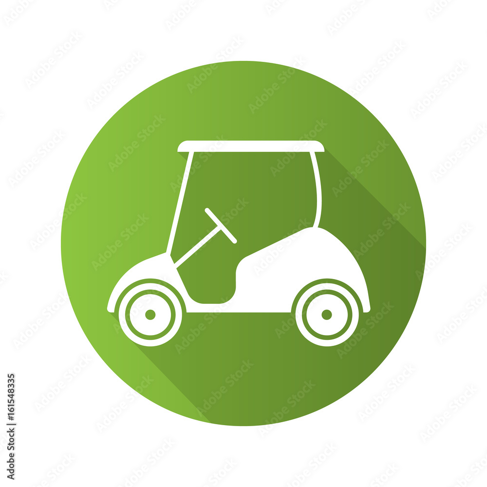Golf cart flat design long shadow icon