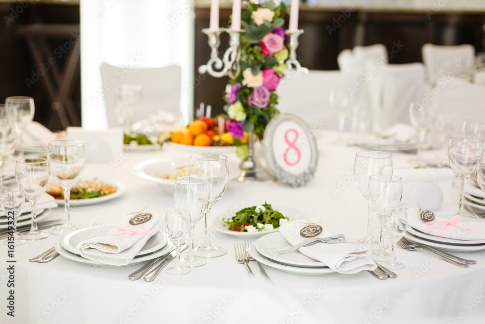 Fancy table set for a wedding dinner Fancy table set for a wedding dinner