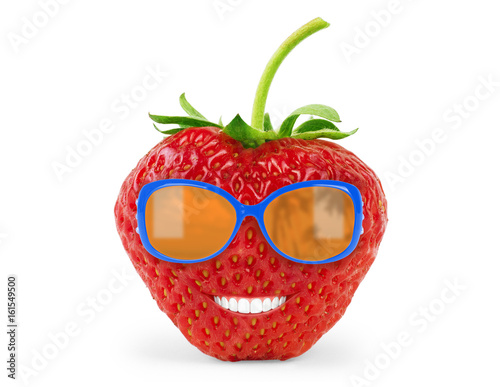 strawberry with sun glasses, Funny concept