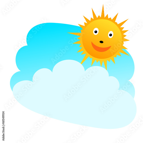 Cartoon sun and sky banner