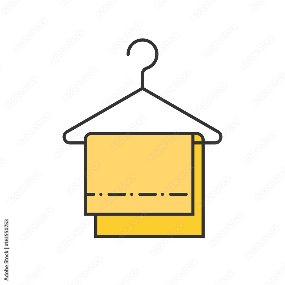 Towels on clothes hanger color icon Towels on clothes hanger color icon