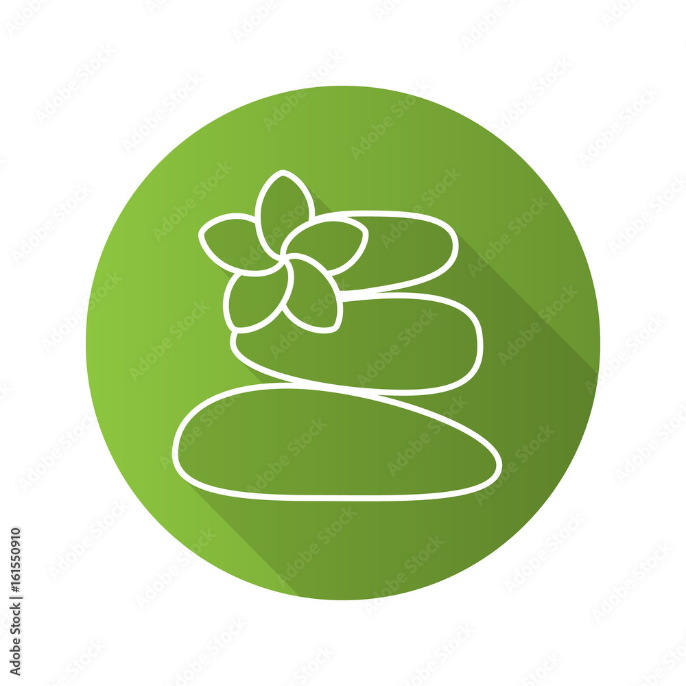 Stones for massage flat linear long shadow icon Stones for massage flat linear long shadow icon