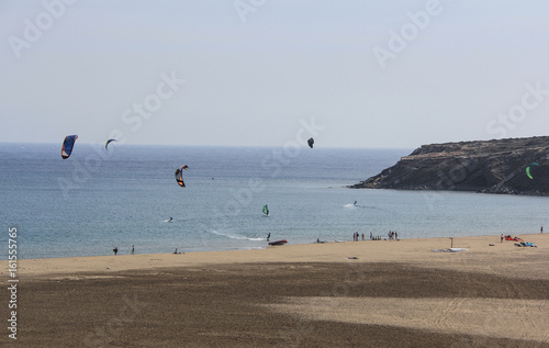Beach Prasonisi. Rhodes Island. Greece. Prasonisi confluence of the Aegean and Mediterranean seas. The place for windsurfers and kitesurfers from around the world.
