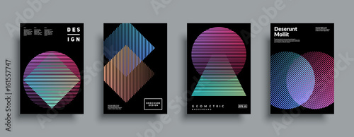 Minimal covers design set. Simple shapes with trendy gradients. Eps10 layered vector.