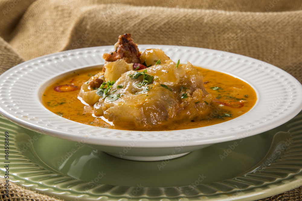 Mocoto Brazilian dish made from cow's feet, stewed with beans and vegetables