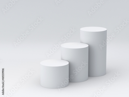 White podium step on white background for display. 3D rendering. 