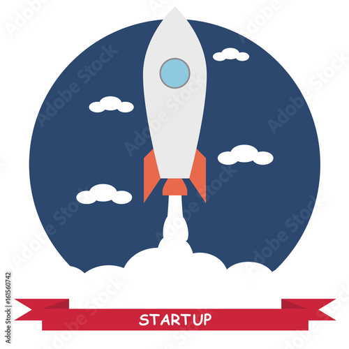 Start Up. Businessman rocket lift up. Concept business vector illustration