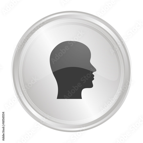 Kopf Profil - Verchromter Button