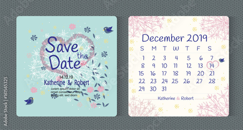 Floral art typography Wedding  invitation save the date card. Vector illustration eps. 10
