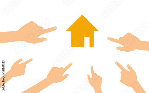 Hände zeigen auf - Haus