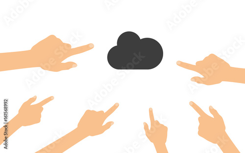 Hände zeigen auf - Wolke - Cloud Speicher