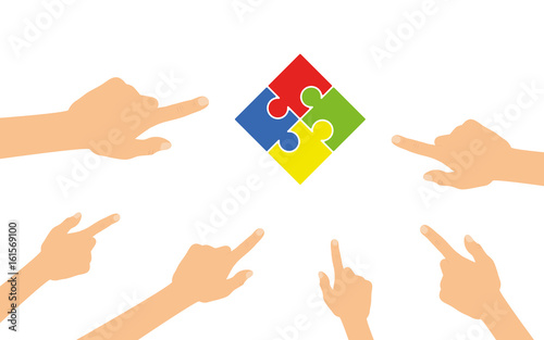 Hände zeigen auf - Puzzle