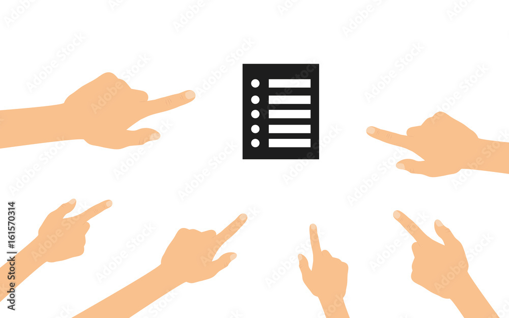 Hände zeigen auf - Liste