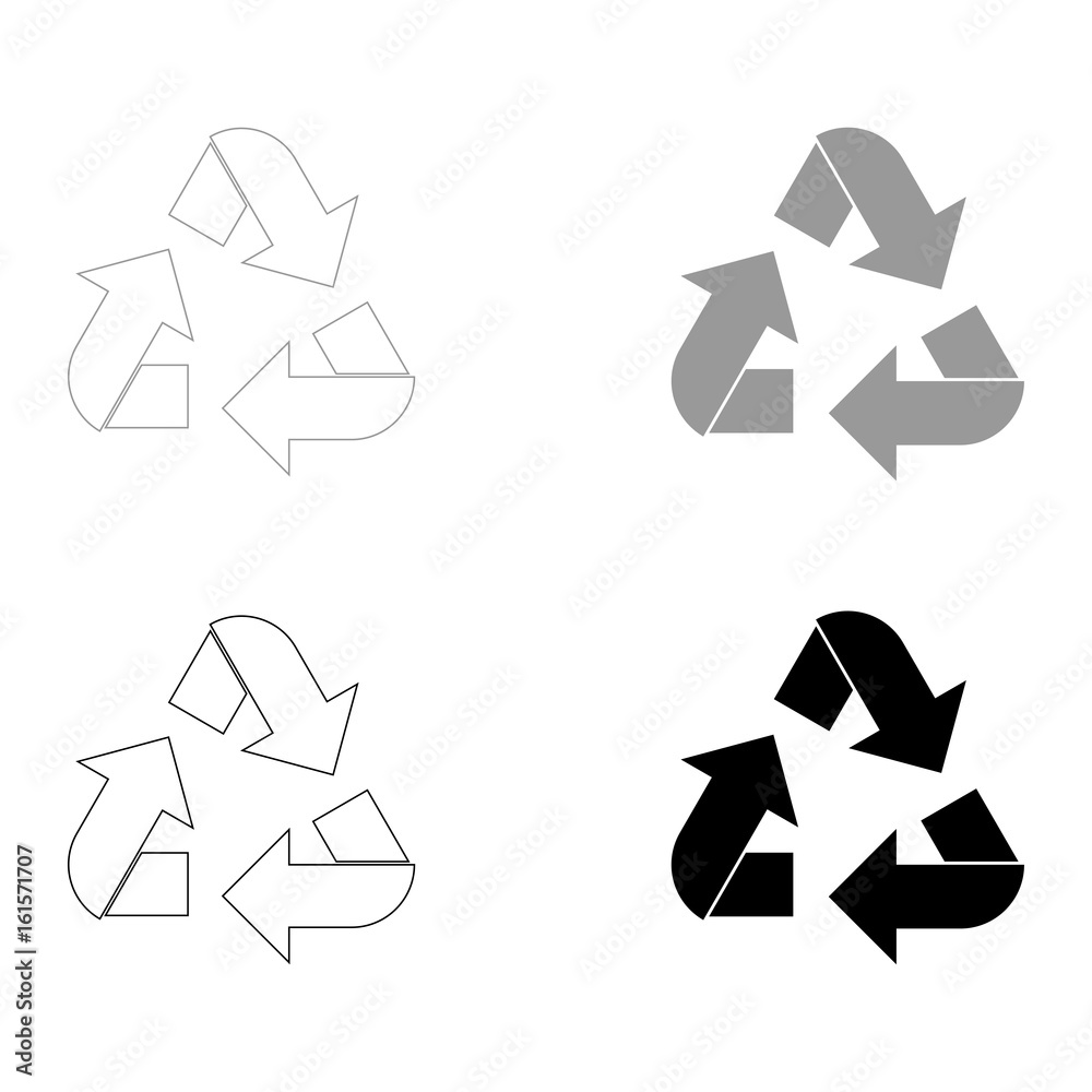 Recycling arrows in a circle the black and grey color set icon . Recycling arrows in a circle the black and grey color set icon .