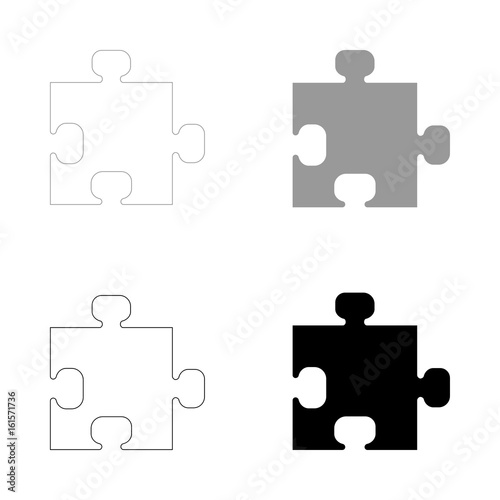 The puzzle the black and grey color set icon .