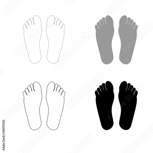 Footprint heel the black and grey color set icon .