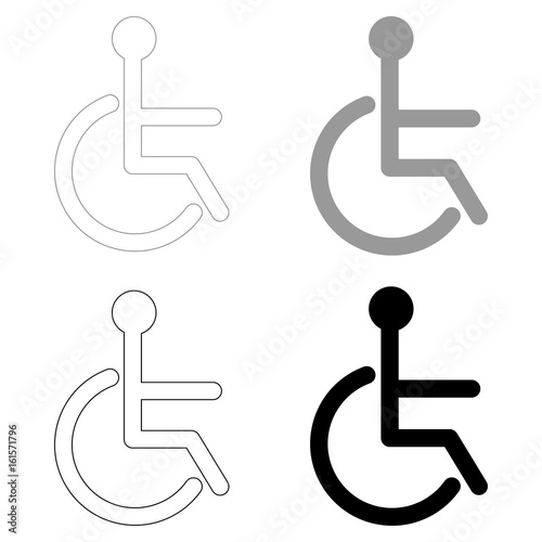 Sign of the disabled   the black and grey color set icon .