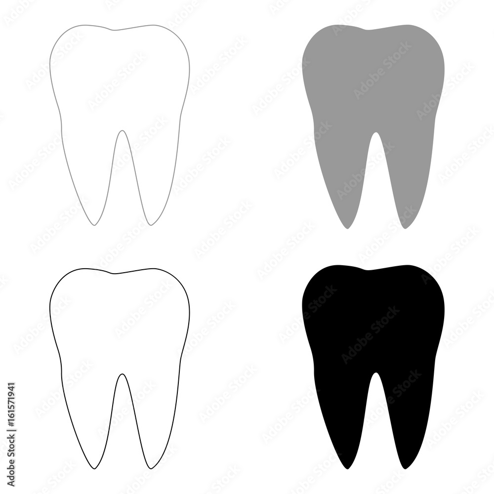 Tooth   the black and grey color set icon .